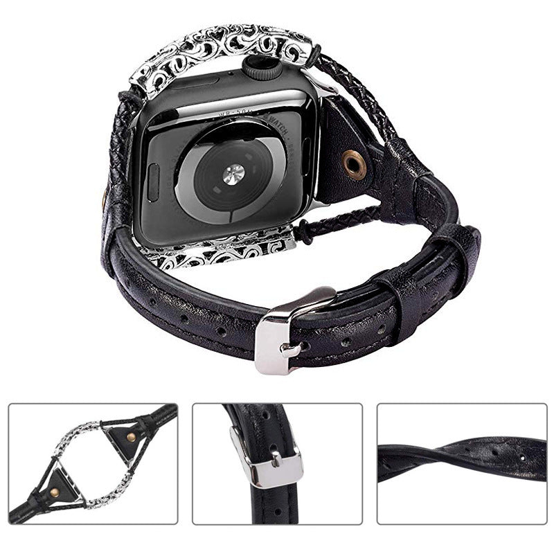 Handmade vintage metal bracelet fashion leather strap