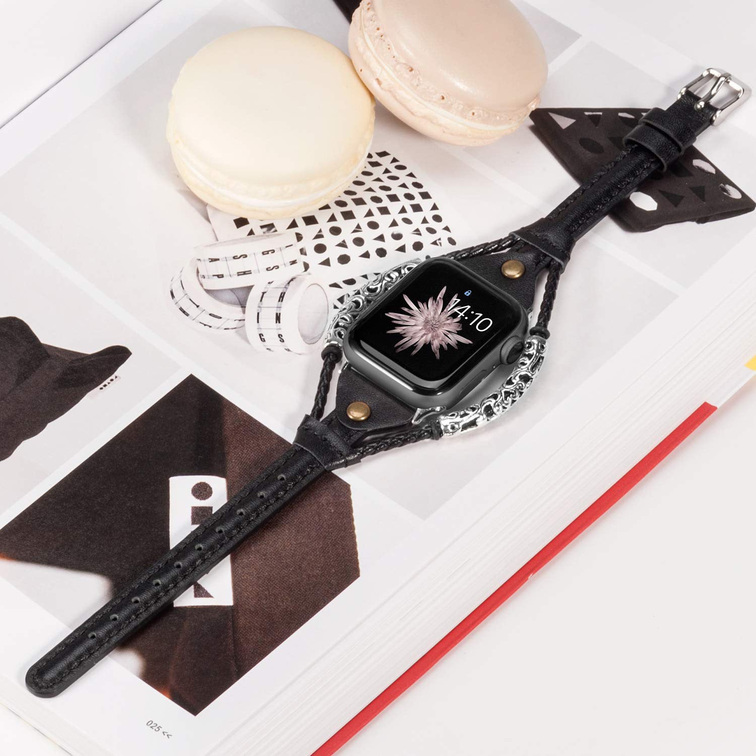 Handmade vintage metal bracelet fashion leather strap