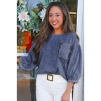 European And American Fashion Pocket Design Pullover Top