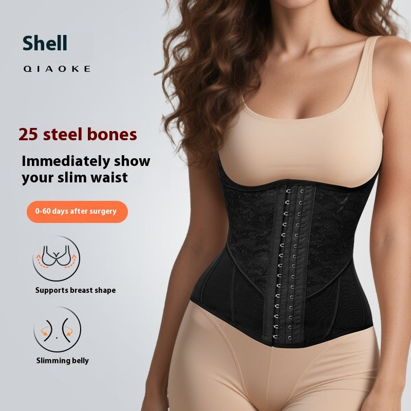 Lace Hourglass 25 Bone Shapewear Belly Contracting And Slimming Waistband Sports Fitness