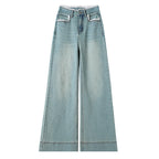 Women's Lace-trim Wide-leg Jeans