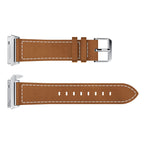 Smart Watch Pointed White Line Leather Strap