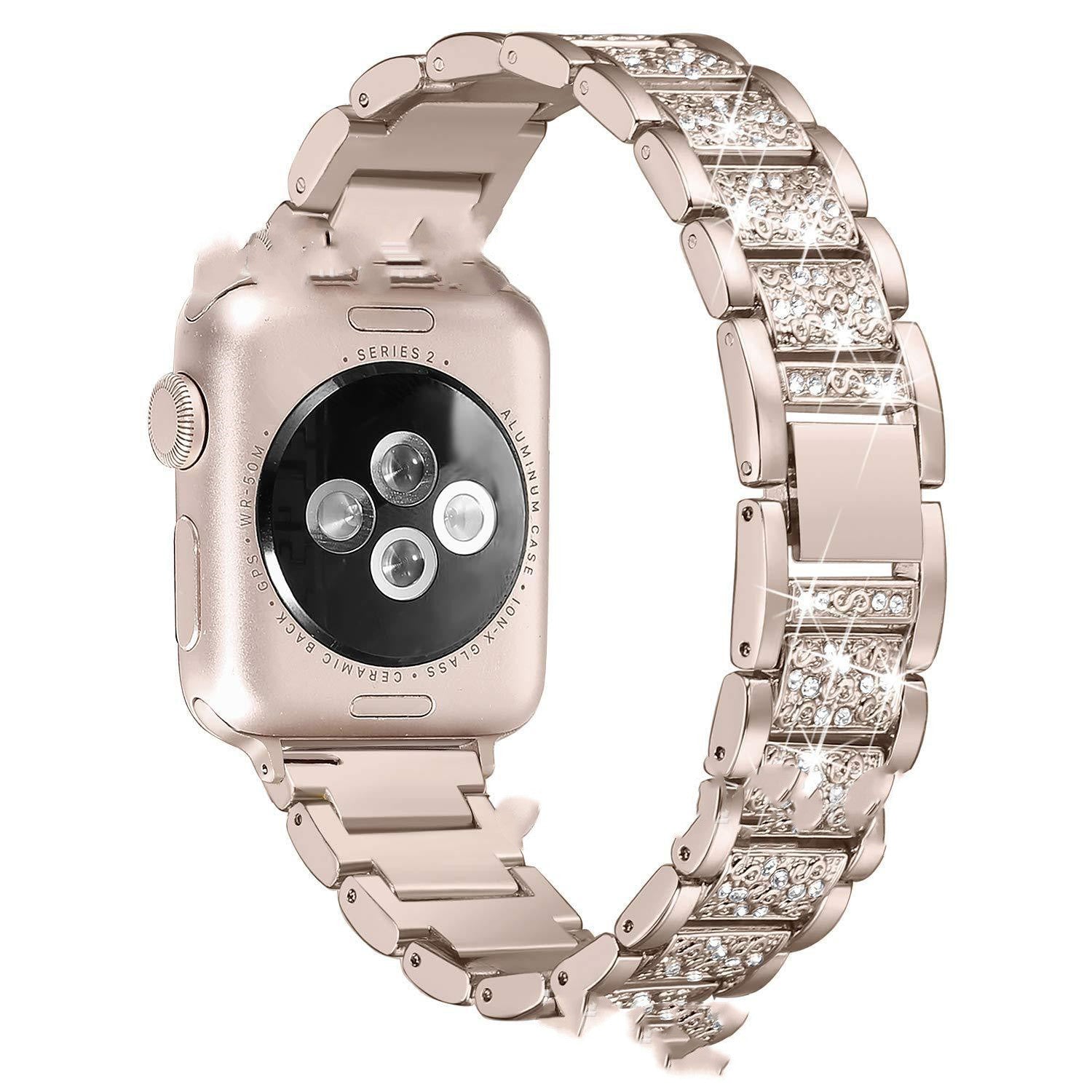 Smart Watch Diamond Three Beads Full Diamond Solid Chain Watch Strap