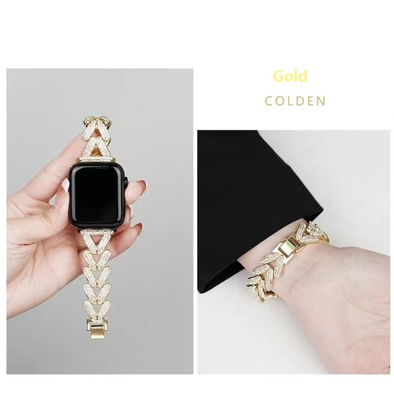 V-shaped Metal Diamond-embedded Exquisite Strap