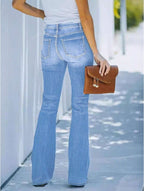 Women's Casual Personalized Multi-Button Slim Fit Flare Jeans