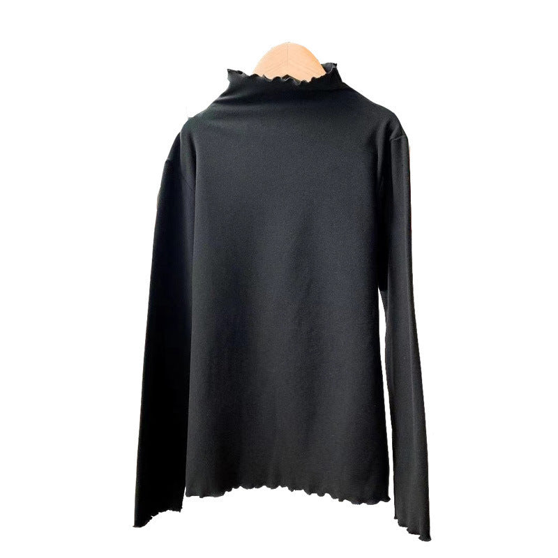 Half-high Collar Long Sleeves Solid Color Inner Wear Slim Fit Warm Dralon Top